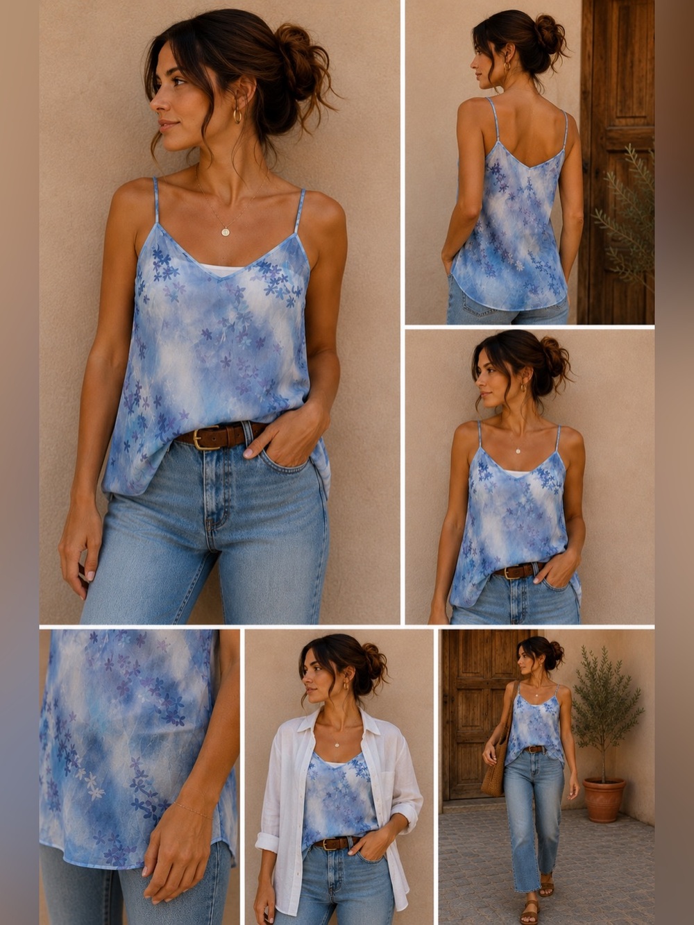 Vintage Sheer Floral Slip Top Blue Y2K Fairycore Cottagecore Ethereal L